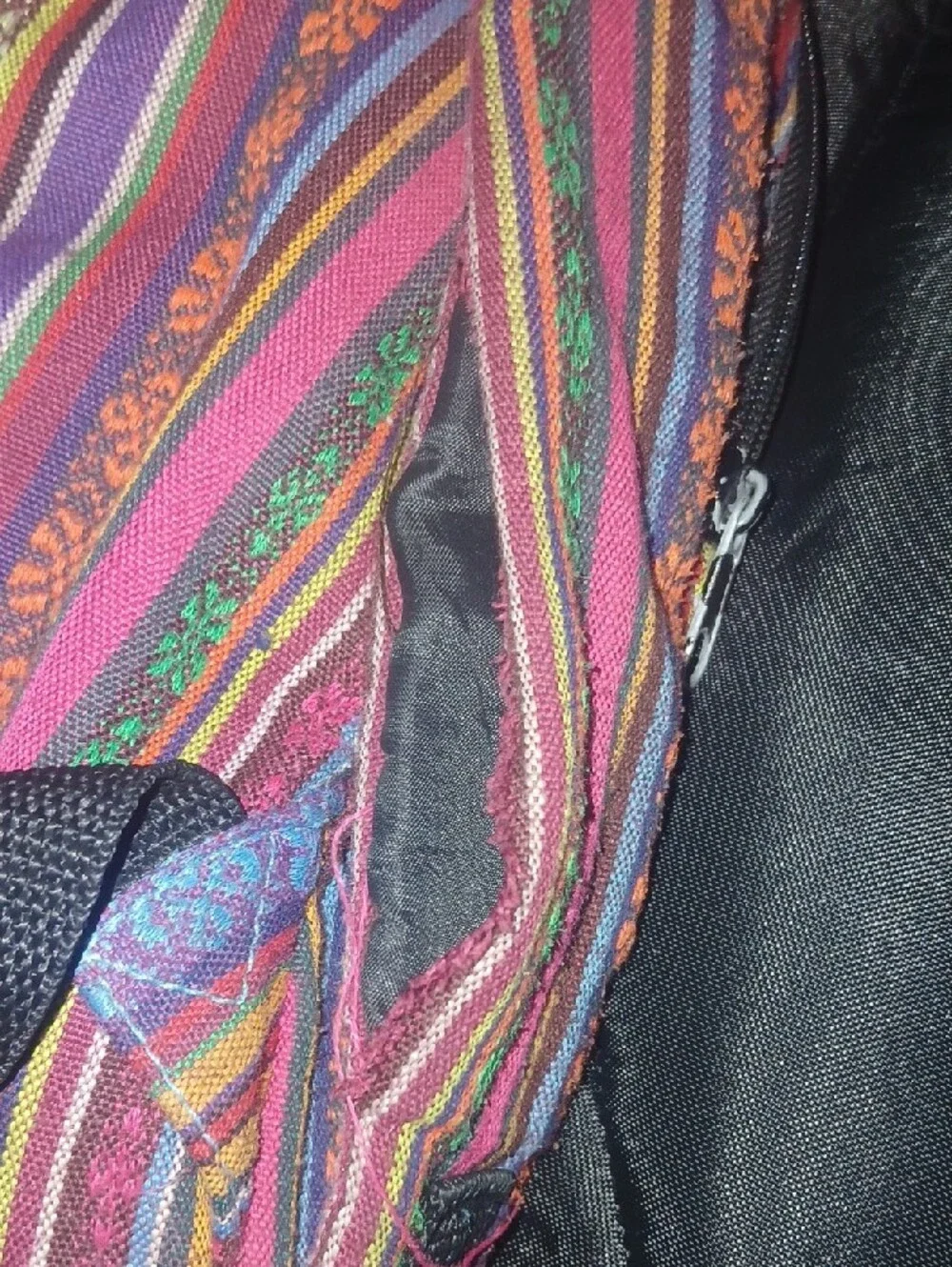 Spencer's Y2K Vintage Multicolor Striped Woven Mini Backpack W/ Flaw